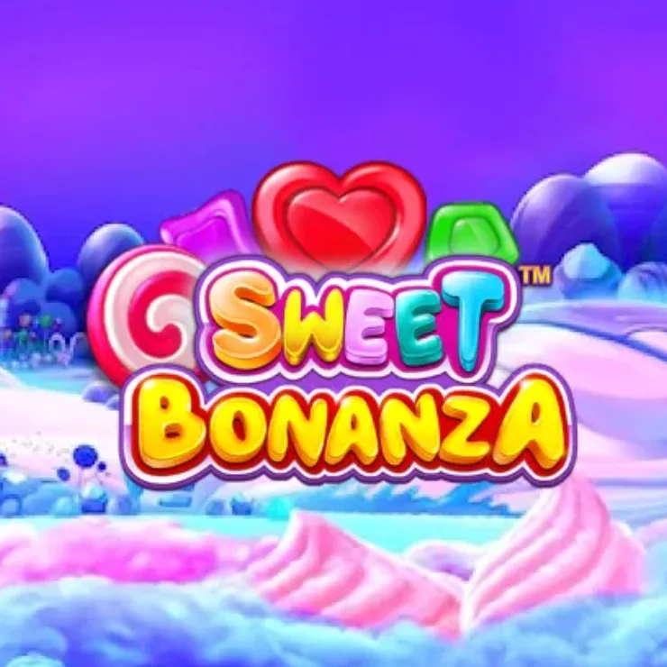 Portada de Sweet Bonanza con su título sobre un paisaje de dulces, imagen publicada en el blog de la marca.
